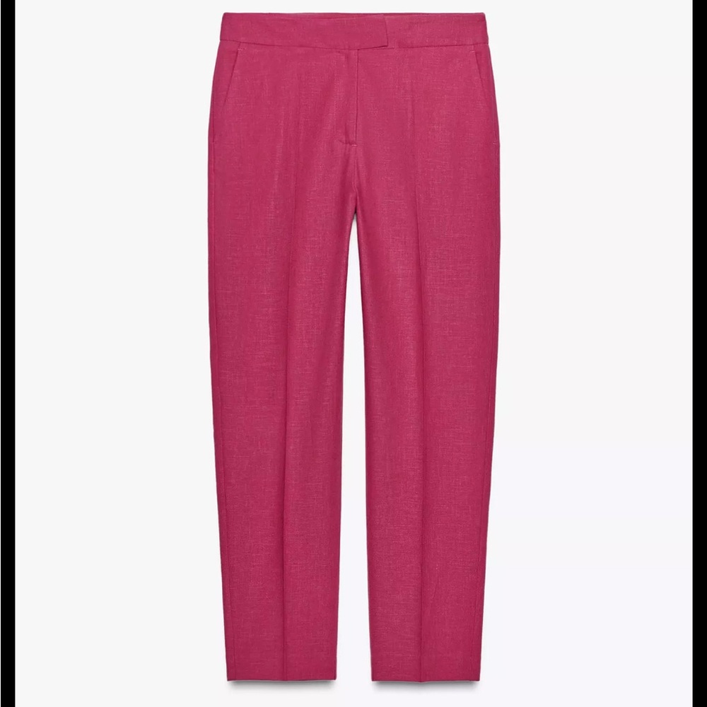 High-waisted Slim Linen Pants